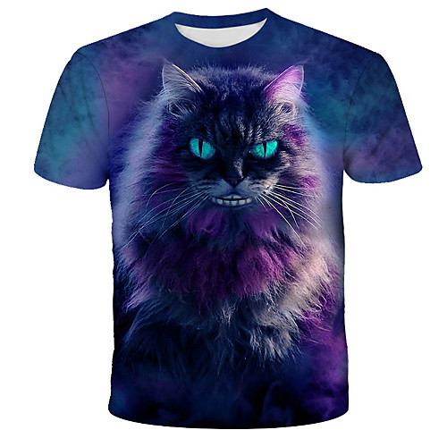 

Men's Tie Dye Graphic Cat Print T-shirt Street chic Exaggerated Daily Holiday Black