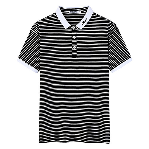 

Men's Striped Letter Embroidered Polo Basic Daily White / Black / Khaki