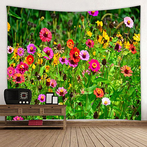 

Roadside Wildflowers Printed Tapestry Decor Wall Art Tablecloths Bedspread Picnic Blanket Beach Throw Tapestries Colorful Bedroom Hall Dorm Living Room Hanging