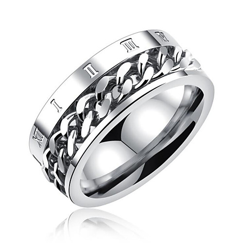 

Men's Ring 1pc White Black Blue Titanium Steel Round Stylish Gift Festival Jewelry Classic Flower