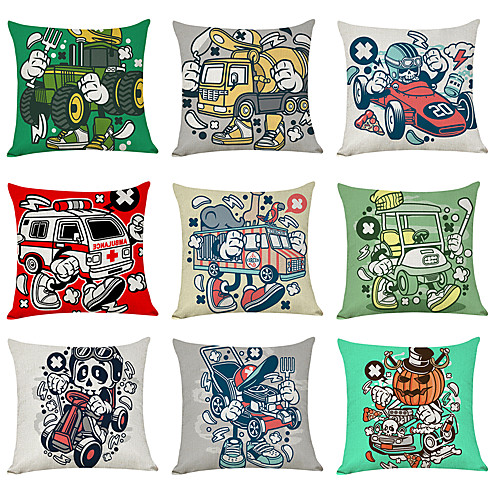 

9 pcs Linen Pillow Cover, Modern Car Geometric Casual Modern Square Traditional Classic
