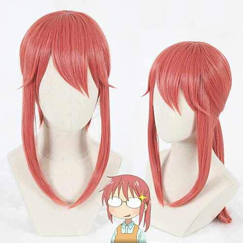 

Cosplay Wig Kobayashi Kobayashi Maid Dragon Straight Cosplay Asymmetrical With Bangs With Ponytail Wig Medium Length Watermelon Red Synthetic Hair 22 inch Women's Anime Cosplay Exquisite Red