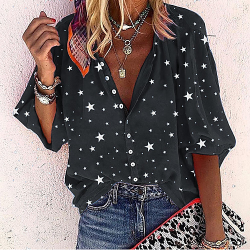 

Women's Shirt Polka Dot Tops - Print V Neck Basic Daily Black M L XL 2XL 3XL