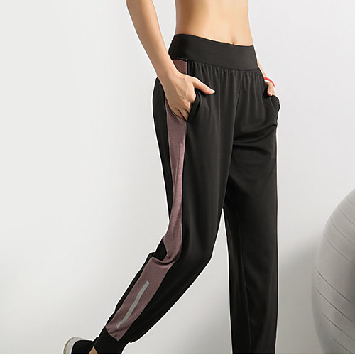 

Women's Yoga Pants Pocket Fashion Black Gray Yoga Running Fitness Bottoms Sport Activewear Comfy Breathable Quick Dry Soft Reflective Strips