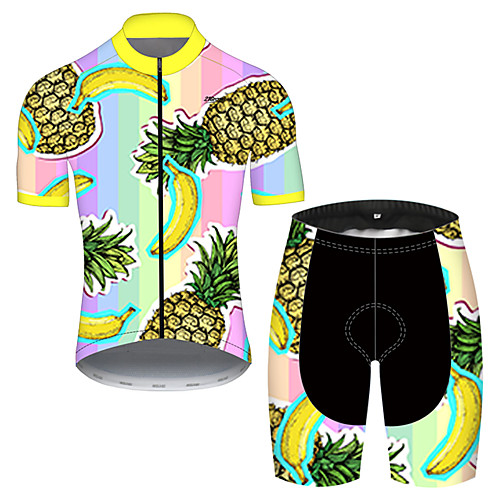 

21Grams Men's Short Sleeve Cycling Jersey with Shorts Nylon Polyester Green / Yellow Fruit Pineapple Banana Bike Clothing Suit Breathable 3D Pad Quick Dry Ultraviolet Resistant Reflective Strips