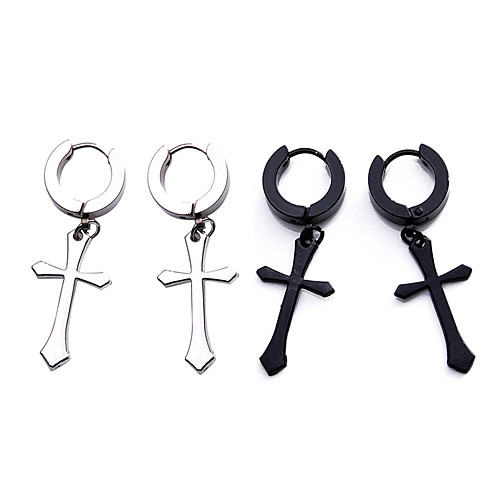 

Women's Hanging Cross Earrings Cross Luxury Trendy Fashion Modern Cool Stainless Steel Earrings Jewelry Black / Silver For Gift Prom Date Street Festival