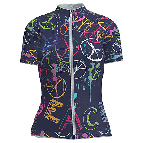 

21Grams Women's Short Sleeve Cycling Jersey Nylon Polyester Black / Red Novelty Peace & Love Bike Jersey Top Mountain Bike MTB Road Bike Cycling Breathable Quick Dry Ultraviolet Resistant Sports