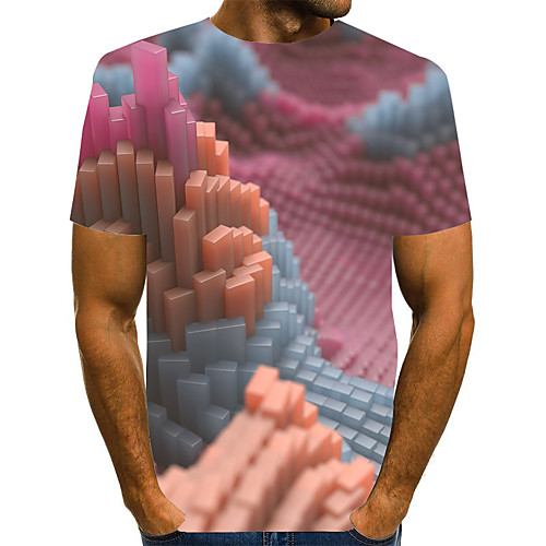 

Men's Graphic Print T-shirt Street chic Exaggerated Daily Going out Rainbow