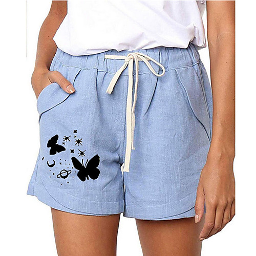 

Women's Basic Daily Shorts Pants Animal Drawstring Gray Light Blue