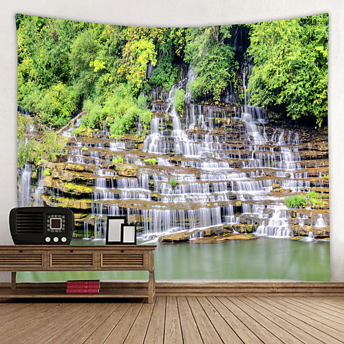 

Alpine Waterfall Digital Printed Tapestry Decor Wall Art Tablecloths Bedspread Picnic Blanket Beach Throw Tapestries Colorful Bedroom Hall Dorm Living Room Hanging