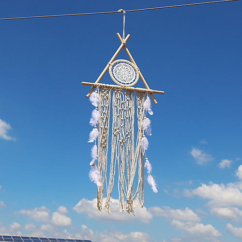 

Hand Woven Macrame Wall Hanging Dreamcatcher Ornament Bohemian Boho Art Decor Home Bedroom Living Room Decoration Nordic Handmade Tassel Cotton Mandala