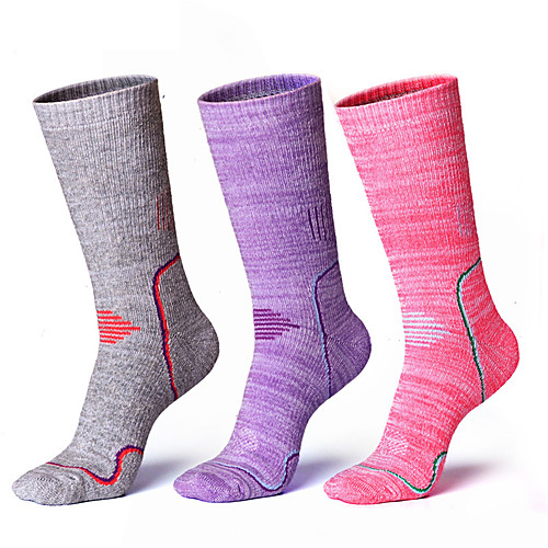 

R-BAO Hiking Socks Socks 1 Pair Breathable Warm Sweat-wicking Comfortable Chinlon Elastane Autumn / Fall Spring Winter for Women's Ski / Snowboard Fishing Climbing Purple Pink Grey / Cotton