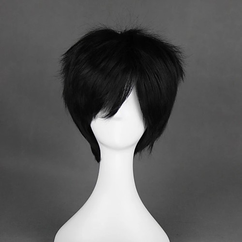 

Cosplay Wig Jolly Straight Cosplay Halloween With Bangs Wig Short Black Synthetic Hair 12 inch Men's Anime Cosplay Cool Black
