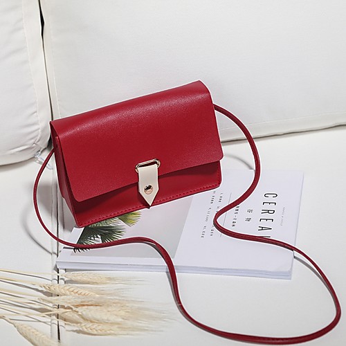 

Women's PU Crossbody Bag Solid Color Black / Red / Blushing Pink