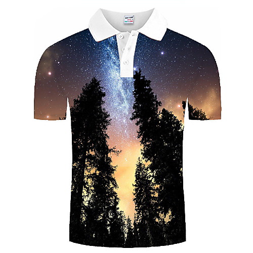 

Men's Galaxy Graphic Print Polo Daily Brown