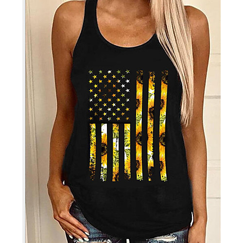 

Women's Tops Floral Tank Top Round Neck Daily Yellow Brown S M L XL