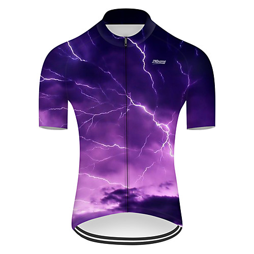 

21Grams Men's Short Sleeve Cycling Jersey Nylon Polyester Violet 3D Lightning Gradient Bike Jersey Top Mountain Bike MTB Road Bike Cycling Breathable Quick Dry Ultraviolet Resistant Sports Clothing