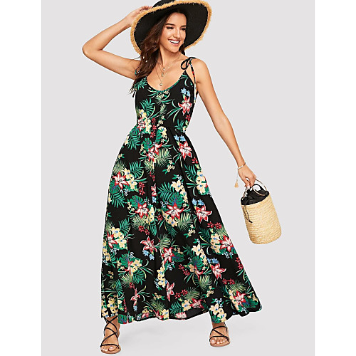 

Women's Shift Dress Midi Dress - Sleeveless Floral Summer Casual Daily 2020 Green S M L XL
