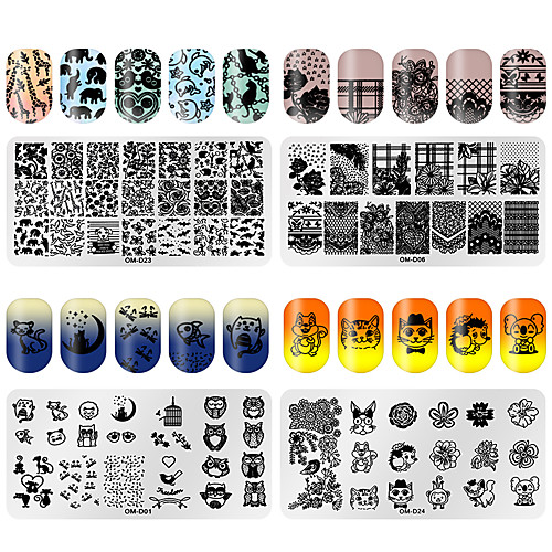 

4 pcs Stamping Plate Template Totem Series Multi-Design nail art Manicure Pedicure Unique Design / Korean Daily