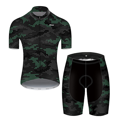 

21Grams Men's Short Sleeve Cycling Jersey with Shorts Nylon Polyester Camouflage Polka Dot Camo / Camouflage Bike Clothing Suit Breathable 3D Pad Quick Dry Ultraviolet Resistant Reflective Strips