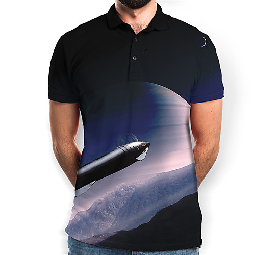 

Men's Graphic Polo Basic Elegant Daily Going out Black