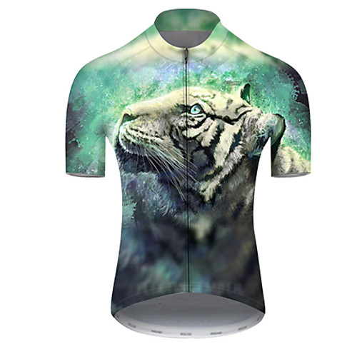 

21Grams Men's Short Sleeve Cycling Jersey Black / Green Animal Bike Top Mountain Bike MTB Road Bike Cycling Breathable Sports Clothing Apparel / Micro-elastic