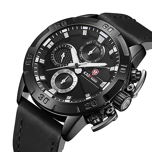 

Men's Sport Watch Quartz Modern Style Stylish Genuine Leather Water Resistant / Waterproof Analog Casual Big Face - Black / Silver BlackGloden Black