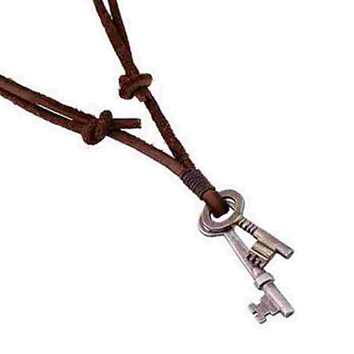 

Women's Pendant Necklace Keys Punk Leather Chrome Brown 82 cm Necklace Jewelry For