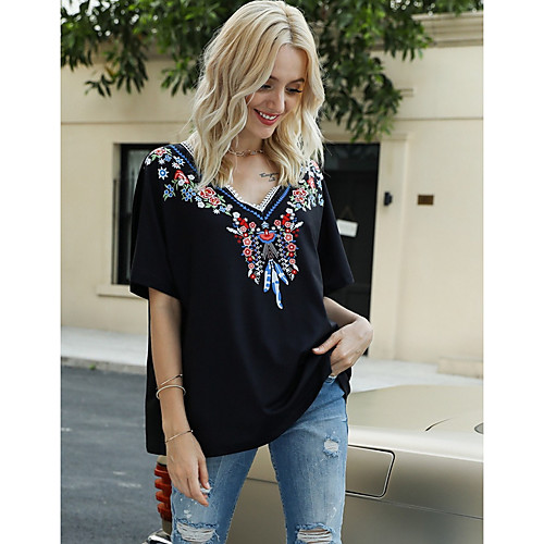 

Women's Tops Geometric Tank Top V Neck Daily Summer Black S M L XL 2XL