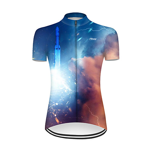 

21Grams Women's Short Sleeve Cycling Jersey Nylon Polyester RedBlue 3D Gradient Rocket Bike Jersey Top Mountain Bike MTB Road Bike Cycling Breathable Quick Dry Ultraviolet Resistant Sports Clothing