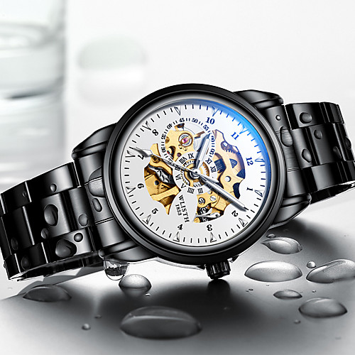 

WLISTH Men's Mechanical Watch Automatic self-winding Modern Style Stylish Stainless Steel Black 30 m Water Resistant / Waterproof Noctilucent Cool Analog Fashion Cool - White Black Blue Two Years
