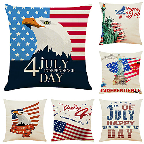 

Set of 6 Independence Day Room Decoration Pillow Cover 4th Of July Pillow Cases Sofa Cushion Cover Home Pillow Case Pillow Covers