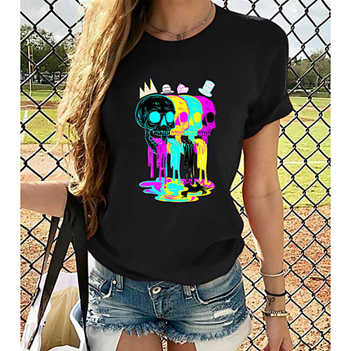 

Women's T-shirt Plus Size Graphic 3D Print Tops - Print Round Neck Loose Basic Daily Spring Summer Rainbow XS S M L XL 2XL 3XL 4XL 5XL 6XL / Going out