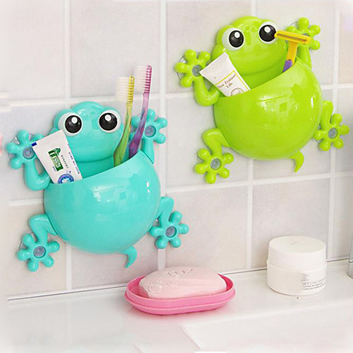 

Cute Cartoon Gecko Model Toothbrush Toothpaste Wall Mount Sucker Makeup Holder Rack Children Bathroom Accessories Color Random