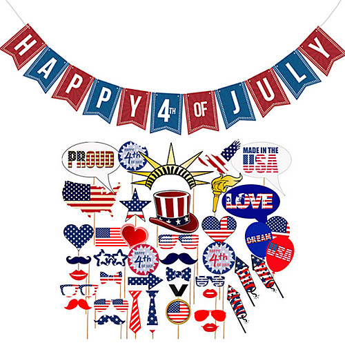 

Party Balloons 40 pcs Independence Day Labor Day Photo Booth Props 4th / Fourth of July Happy 4th of July Banner All Hand-made for Party Favors Supplies or Home Decoration / Kids