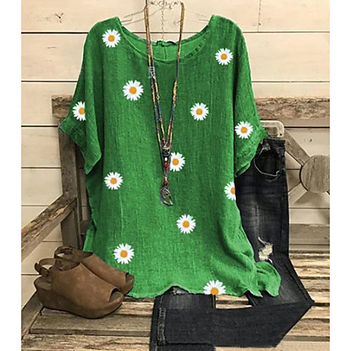 

Women's Floral T-shirt Daily Red / Green / Gray