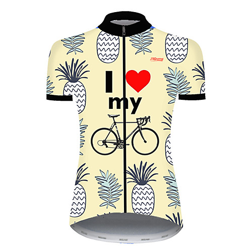 

21Grams Women's Short Sleeve Cycling Jersey Nylon Red / Yellow Heart Pineapple Fruit Bike Jersey Top Mountain Bike MTB Road Bike Cycling Quick Dry Breathable Sports Clothing Apparel / Micro-elastic