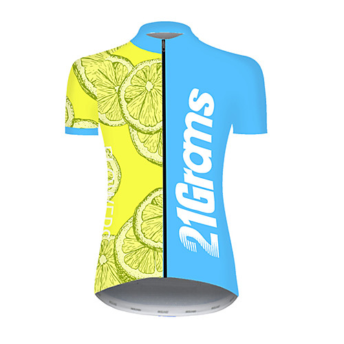 

21Grams Women's Short Sleeve Cycling Jersey Nylon BlueYellow Lemon Fruit Bike Jersey Top Mountain Bike MTB Road Bike Cycling Quick Dry Breathable Sports Clothing Apparel / Micro-elastic