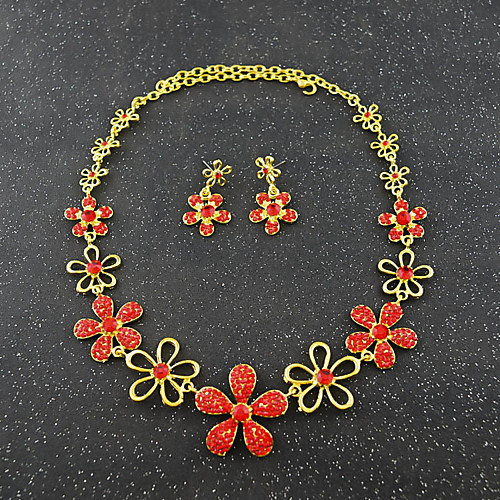 

Women's Crystal Bridal Jewelry Sets Hollow Out Flower Elegant Vintage Earrings Jewelry White / Red For Party Wedding 1 set
