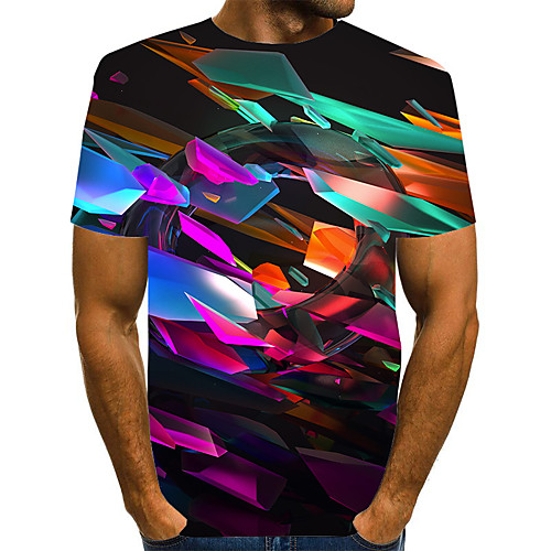 

Men's Graphic Print T-shirt Street chic Exaggerated Daily Going out Rainbow