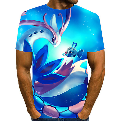 

Men's Geometric Graphic Print T-shirt Street chic Exaggerated Daily Going out Rainbow