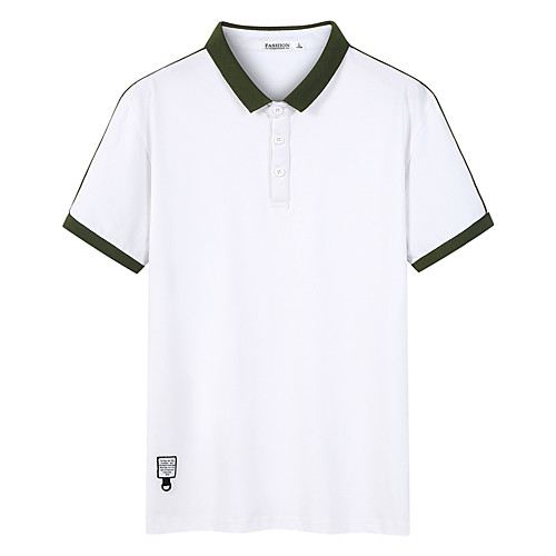 

Men's Solid Colored Letter Polo Basic Daily White / Black / Army Green / Khaki