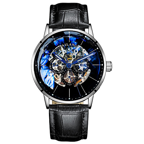 

Men's Mechanical Watch Automatic self-winding Modern Style Stylish Genuine Leather Water Resistant / Waterproof Calendar / date / day Noctilucent Analog Fashion Cool - Black / Silver Black Brown