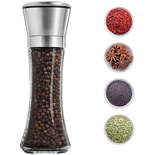 

Manual Salt Pepper Grinder Thickened Glass Pepper Seasoning Jar Stainless Steel