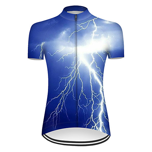 

21Grams Women's Short Sleeve Cycling Jersey Nylon Polyester Blue 3D Lightning Gradient Bike Jersey Top Mountain Bike MTB Road Bike Cycling Breathable Quick Dry Ultraviolet Resistant Sports Clothing