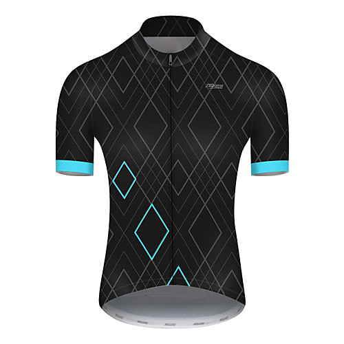 

21Grams Men's Short Sleeve Cycling Jersey Nylon Polyester Black / Blue Plaid / Checkered Patchwork Bike Jersey Top Mountain Bike MTB Road Bike Cycling Breathable Quick Dry Ultraviolet Resistant Sports