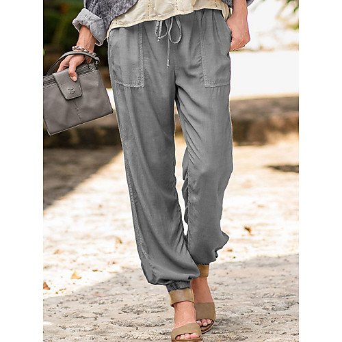 

Women's Basic Chinos Pants - Solid Colored Black Blue Khaki S / M / L