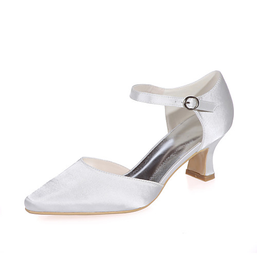 

Women's Wedding Shoes Block Heel Square Toe Minimalism Wedding Party & Evening Satin Buckle Solid Colored Summer White Black Purple