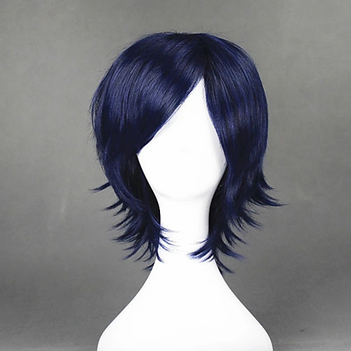 

Cosplay Wig Yoru Shugo Chara Straight Cosplay Asymmetrical With Bangs Wig Short Blue Synthetic Hair 14 inch Men's Anime Cosplay Best Quality Blue
