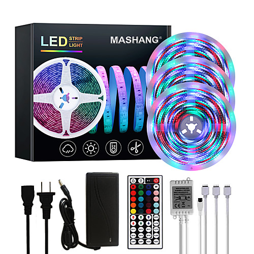 

Bright RGBW LED Strip Lights 15M(3x5M) Waterproof RGBW Tiktok Lights 3510LEDs SMD 2835 with 44 Keys IR Remote Controller and 100-240V Adapter for Home Bedroom Kitchen TV Back Lights DIY Deco